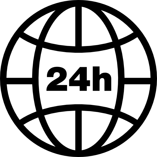 aardraster met 24 uur symbool  icoon