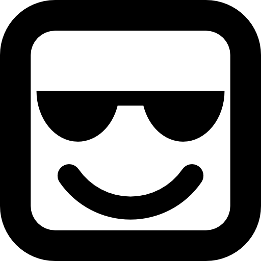 smiley kwadratowa twarz z okularami przeciwsłonecznymi  ikona