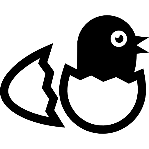 vogel in gebroken ei vanuit zijaanzicht  icoon