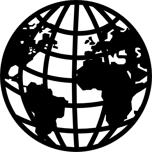 símbolo de la tierra con continentes y cuadrícula.  icono