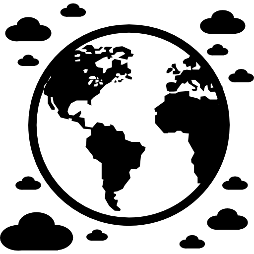 周りに雲がある地球のシンボル  icon