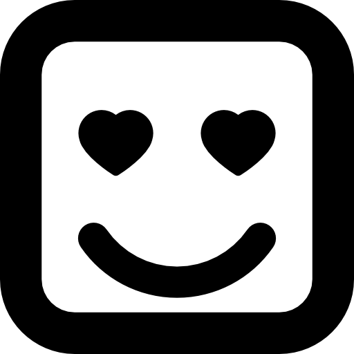 Emoticon in love of square face shape  icon