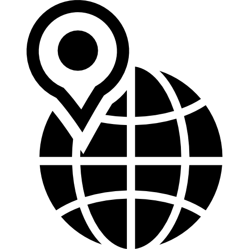 Earth symbol of grid with a placeholder of location  icon