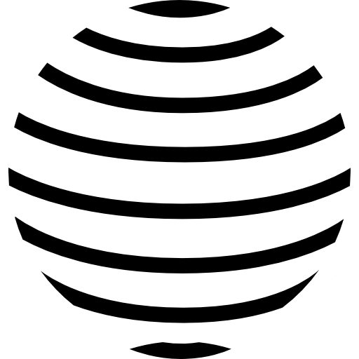 globo terráqueo con patrón de líneas horizontales paralelas  icono