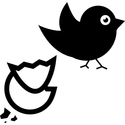pájaro negro y huevo roto  icono