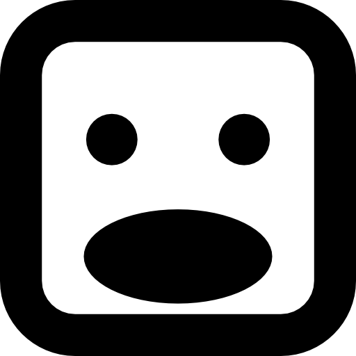 Shock face of square shape with opened oval mouth  icon