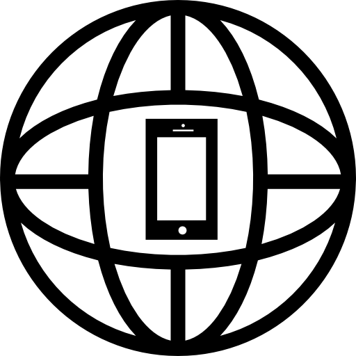 Earth grid with a cellphone in the middle  icon