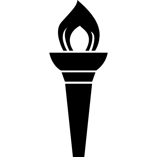 Факел с пламенем огня на вершине инструмента  иконка
