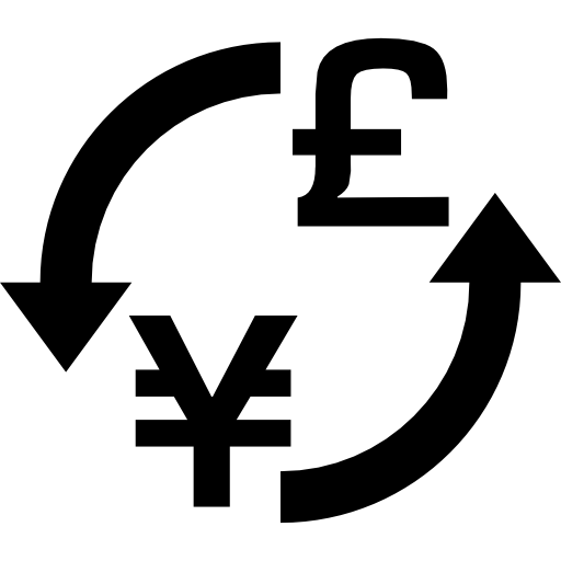 cambio de moneda yenes libras signo  icono