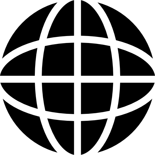 czarny symbol ziemi z cienką siatką  ikona