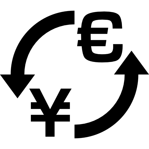 symbol wymiany pieniędzy jen euro  ikona