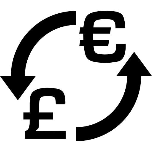 wymiana pieniędzy funty euro  ikona
