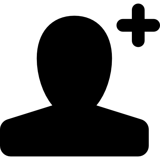 utilisateur de forme noire masculine avec signe plus  Icône
