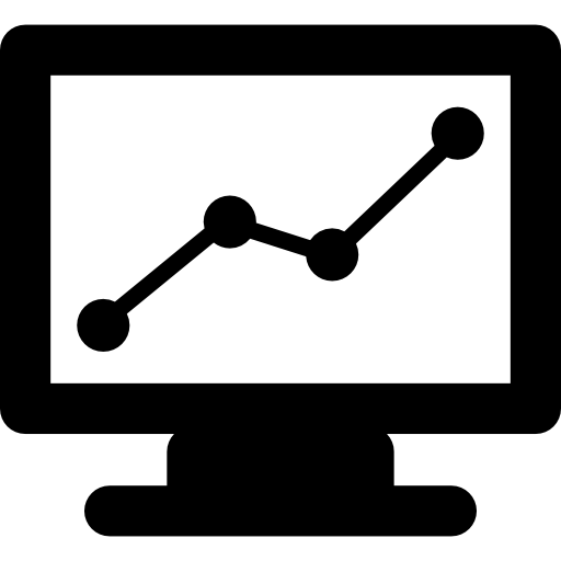 Monitor with stats graphic  icon