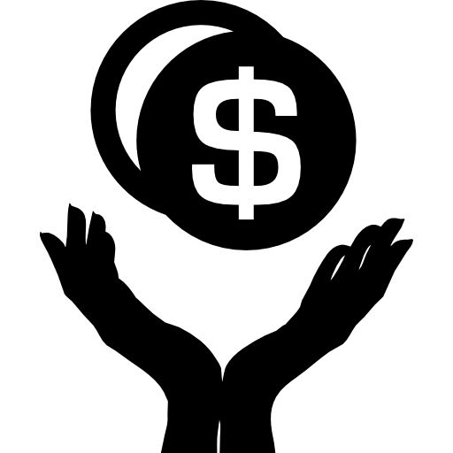 dolar moneta pieniądze na rękach  ikona