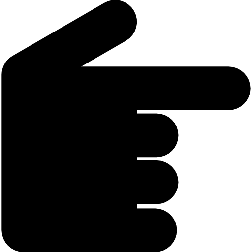 zwarte hand wijst naar rechts  icoon