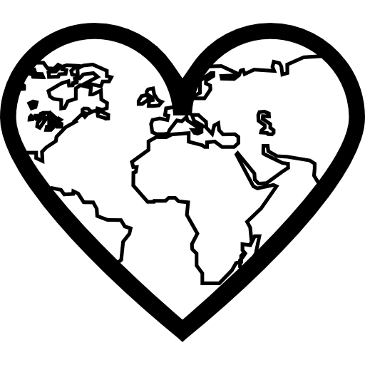 coeur avec de minces contours de la terre  Icône