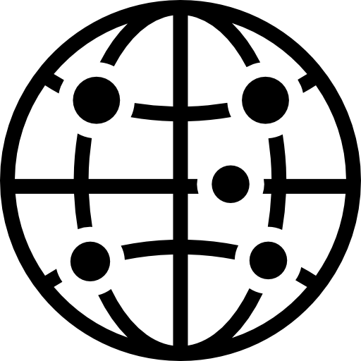 okrągły symbol ziemi z kropkami i siatką linii  ikona