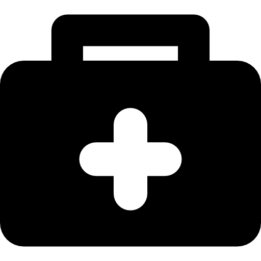 Doctor suitcase with a cross  icon