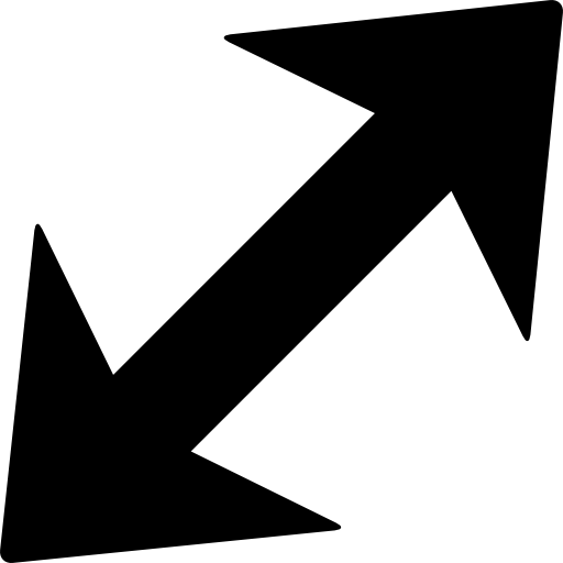 flecha diagonal con dos puntos en direcciones opuestas  icono