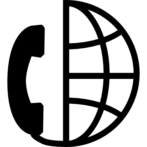 símbolo de chamada internacional para interface de meia grade terrestre com auricular de telefone  Ícone