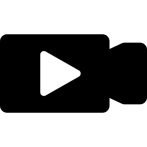 Movie camera interface symbol with play triangle  icon