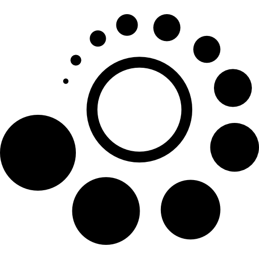 Circle with dots forming a spiral in perspective  icon
