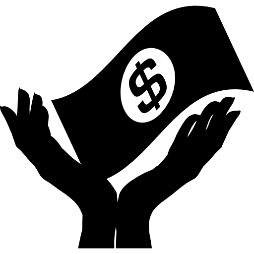 papier dolarowy pieniędzy na rękach  ikona