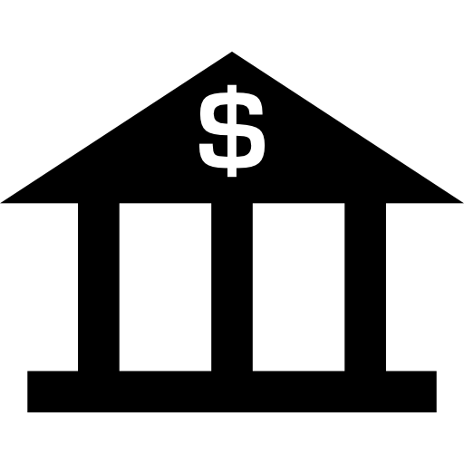 banco con signo de dólar  icono