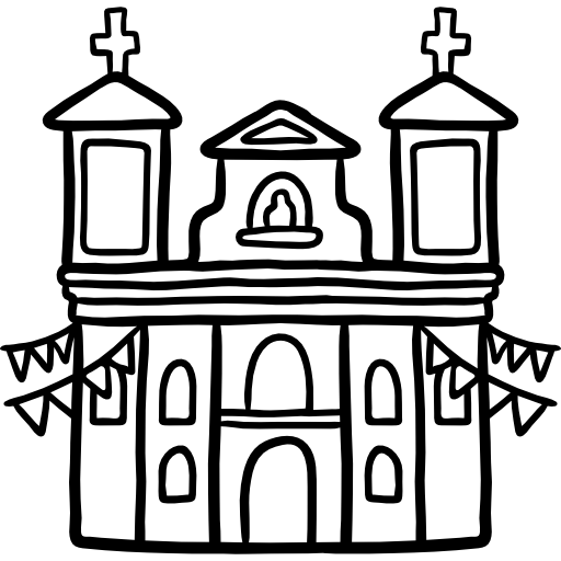 iglesia Hand Drawn Black icono