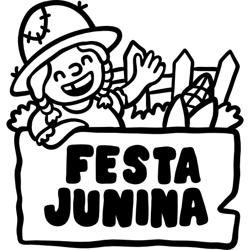 축제 junina Hand Drawn Black icon
