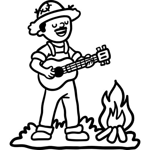 gitarrenspieler Hand Drawn Black icon