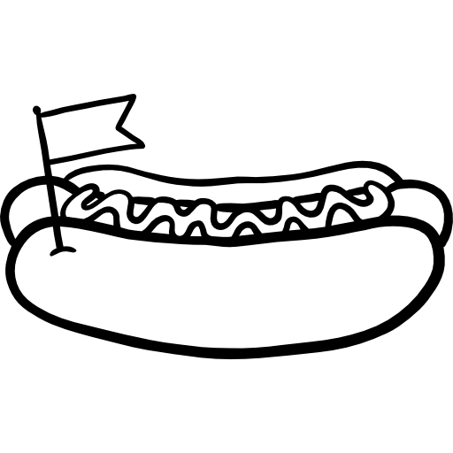 hot dog Hand Drawn Black icona