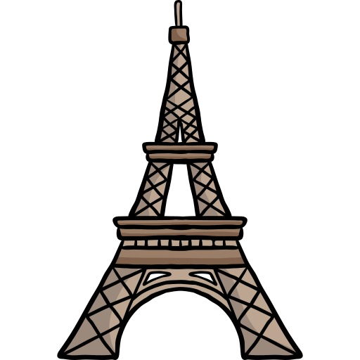 Eiffel tower Hand Drawn Color icon