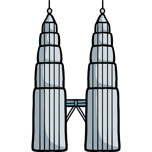 bliźniacza wieża petronas Hand Drawn Color ikona