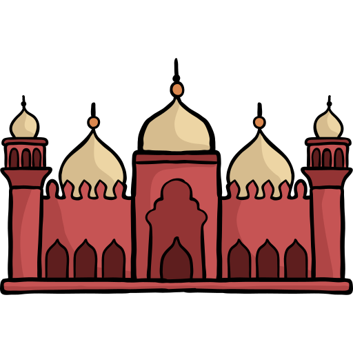 mosquée badshahi Hand Drawn Color Icône