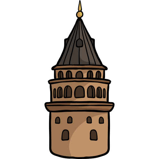 torre de galata Hand Drawn Color icono