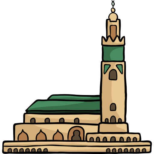 hassan moschee Hand Drawn Color icon