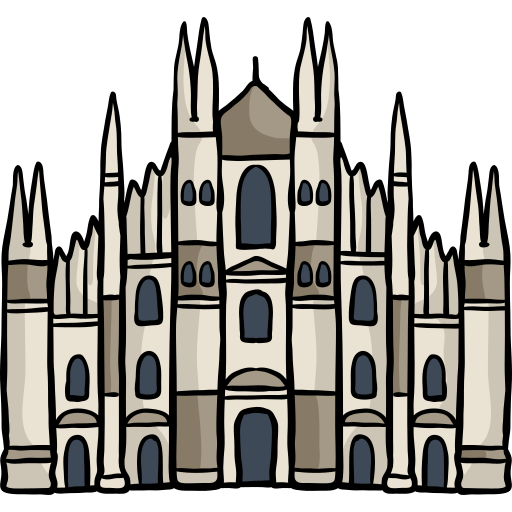 cathédrale de milan Hand Drawn Color Icône