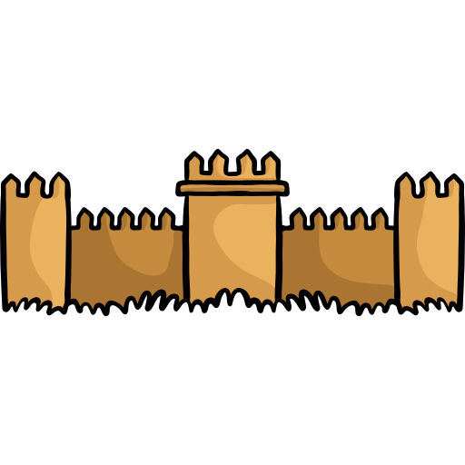 Średniowieczny mur Hand Drawn Color ikona
