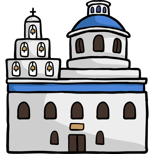 iglesia con cúpula azul Hand Drawn Color icono