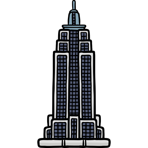 edificio empire state Hand Drawn Color icono