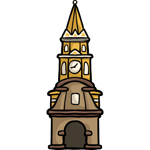 torre dell'orologio Hand Drawn Color icona