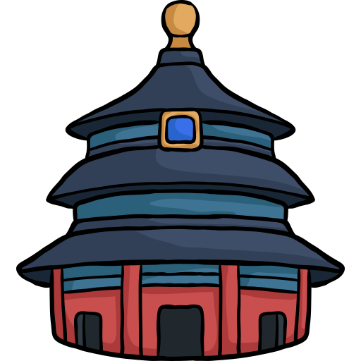 templo do céu Hand Drawn Color Ícone