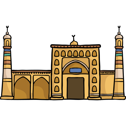 mezquita id kah Hand Drawn Color icono