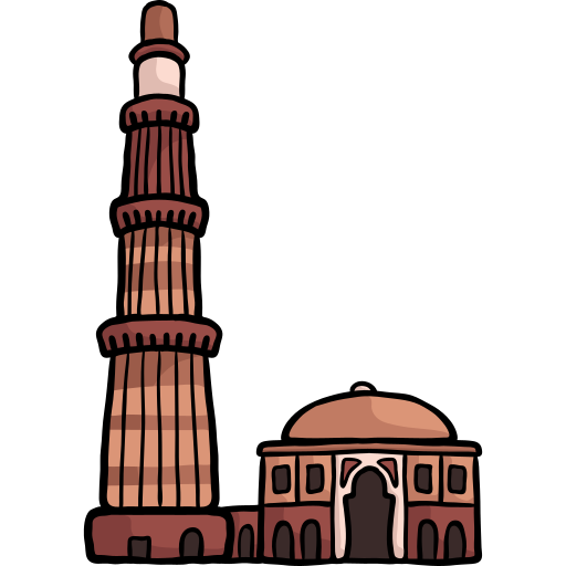 qutb minar Hand Drawn Color icono