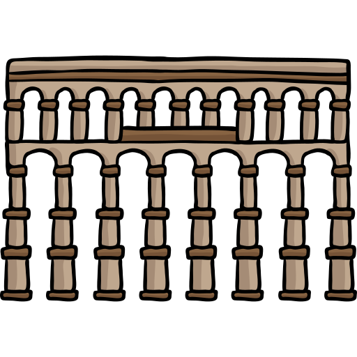 aquaduct van segovia Hand Drawn Color icoon