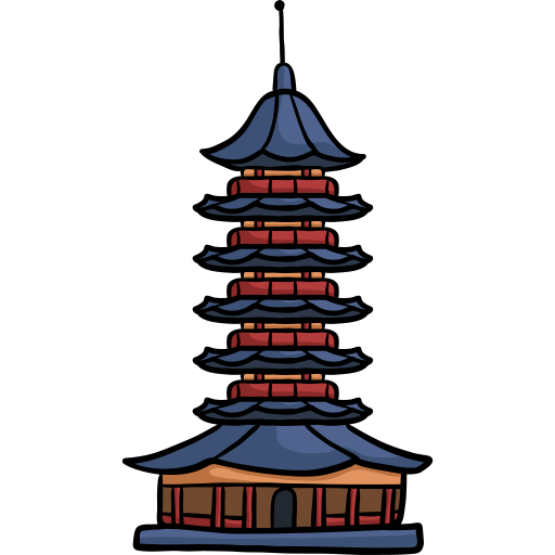 pomyślna lekka pagoda Hand Drawn Color ikona