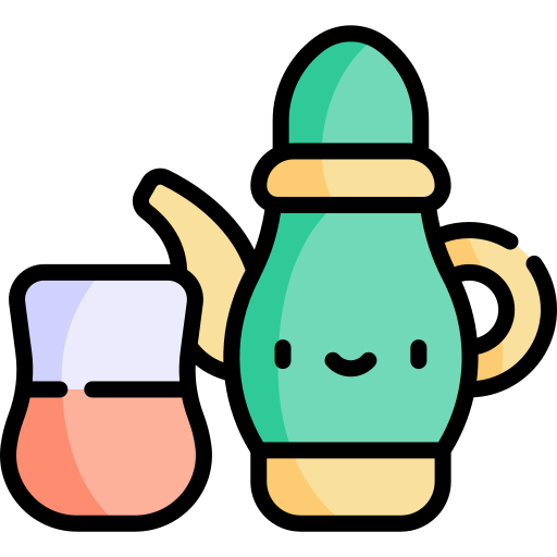 juego de té Kawaii Lineal color icono