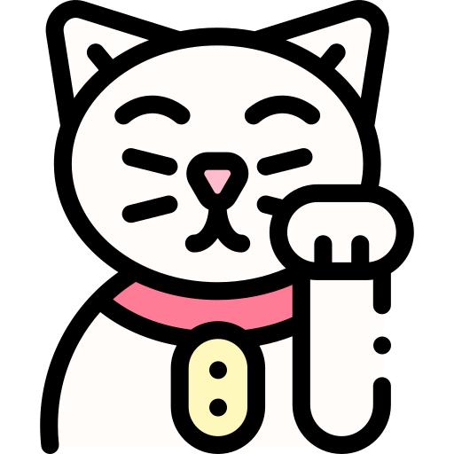 gato chino de la suerte Detailed Rounded Lineal color icono